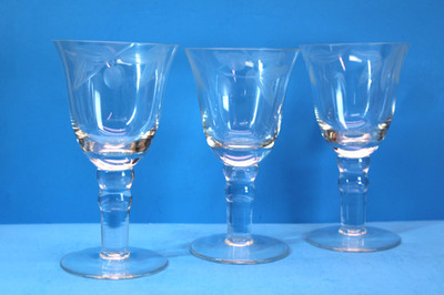 Vtg Vietri Incanto ITALY Etched Olive Branches Crystal Wine Glasses 6.75'' T x3
