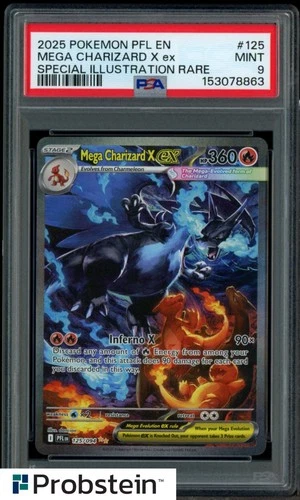 2025 POKEMON PFL EN-PHANTASMAL FLAMES #125 MEGA CHARIZARD X EX PSA 9 MINT