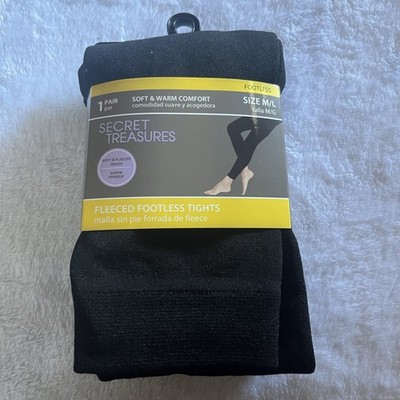 New Secret Treasures Fleeced Footless Tights Super Soft Size M/L Jet Black