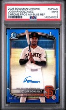2025 Bowman Chrome Prospect 1st Auto True Blue Refractor Josuar Gonzalez PSA 9