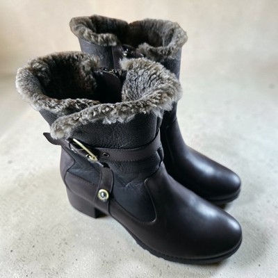 Blondo Womens 8.5 Fantasia Boots Brown Buckle Shearling Sheepskin Leather New