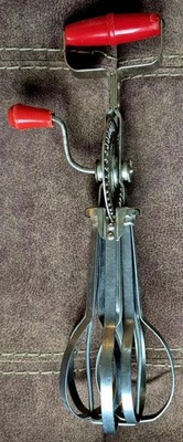 Vintage Blue Whirl Hand Crank Mixer Egg Beater Whisk Made In USA