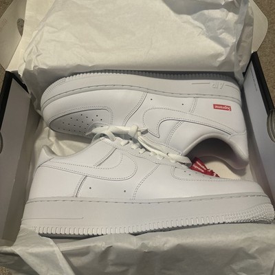 Size 10 - Nike Air Force 1 x Supreme Low Box Logo - White