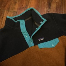 Patagonia Synchilla Snap T Fleece Pullover Youth XL 14 Blue Teal Brown Preppy