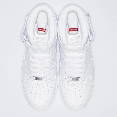 Size 11 - Nike Supreme x Air Force 1 Mid Box Logo - Triple White