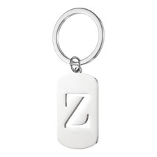 Initial Letter Key Chain, A-Z KeyChain Pendant Key Ring, Silver Letter Z