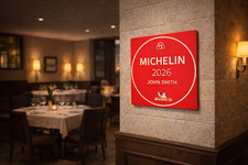 Custom 2-sided Michelin Bib Gourmand Wall Plaque - Gift For Chef Or Restaurant