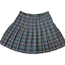 90S Vintage High Waisted Pleated Plaid Skater School Uniform Skirt Size Large