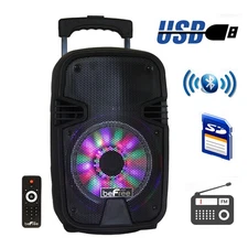 beFree Sound 8 Inch 400 Watts Bluetooth Portable Party Speaker with USB, SD Inpu