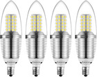 (4 Pack LED Candelabra Bulb, 12W Daylight White 6000K LED Candle Bulbs, 85-100 W