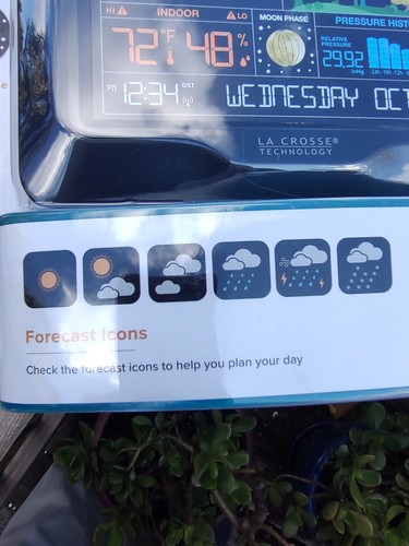 NEW , La Crosse Technology Wireless Color Forecast Station 308-1416, Black - Picture 3 of 14