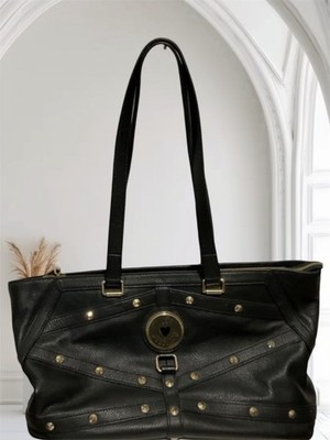 Love Moschino Purse Black Genuine Leather Gold Studded Shoulder Bag