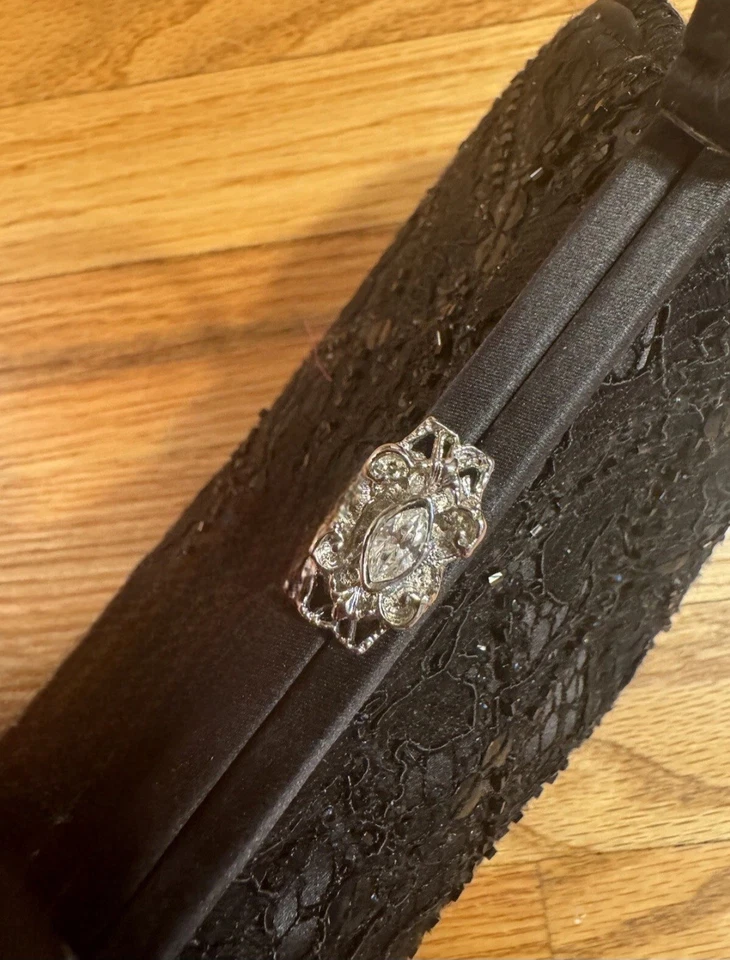 Cartera de satén Talbots negra con cuentas asa superior fecha noche Foto 2 de 4