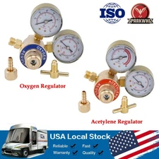 SPARKWHIZ Oxygen and Acetylene Regulators Welding Gas Gauges Pair CGA540 CGA200