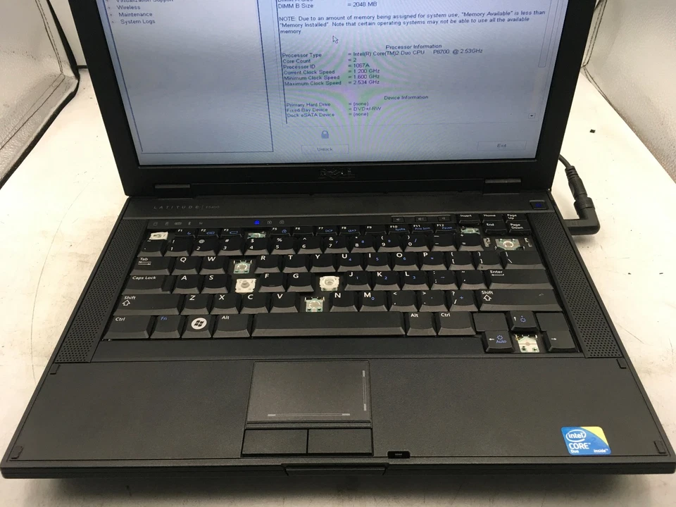 DELL LATITUDE E5400 - BOOTS TO BIOS/LOCKED - INTEL CORE 2 DUO P8700 - NO RAM -BB - Image 3 of 4