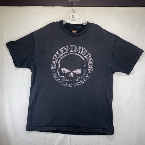 HARLEY DAVIDSON Shirt Mens XL Black Motorcycle Biker Apparel Skulls Oconomowoc