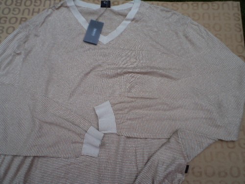 New Hugo Boss mens thin knit brown 