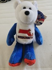 Massachusetts Collectible Coin Teddy Bear Sixth in Series 2000 with Quarter NWT