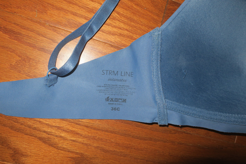36C ❤️ STRM LINE INTIMATES ❤️ PUSH UP BH SATIN HALBLOS OHNE BÜGEL BLAU - Bild 3 von 4