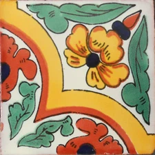 C#052) MEXICAN TILES CERAMIC HAND MADE SPANISH INFLUENCE TALAVERA MOSAIC ART