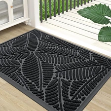 Colorxy Waterproof Doormat, Sturdy Natural Rubber Front Indoor Mat, Non Slip Low