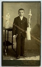 orig. CDV Foto Fotografie Bild alt Kind Kinder Mode um 1890 Furth Wald Kommunion