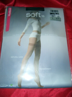 Hudson SOFT transparente halterlose Strümpfe Nylons Gr. S I 35-37 schwarz OVP