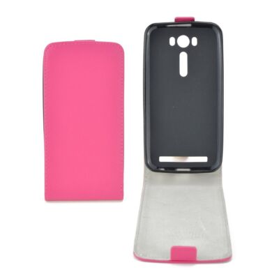 Flip Schutz Hülle Asus Zenfone 2 Laser (5,0 Zoll) Pink Leder-Imitat Slim Flex