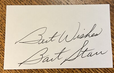 BART STARR AUTOGRAPHED 3X5 INDEX CARD GENUINE SIGNATURE GUARANTEED