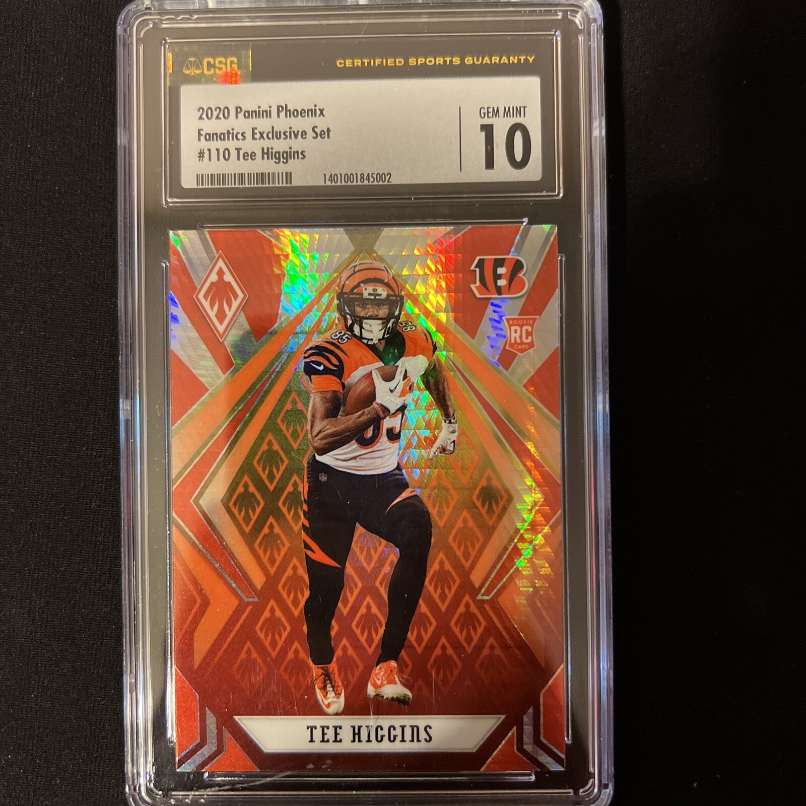 2020 Panini Phoenix Fire Burst #110 Tee Higgins Bengals RC Rookie PSA 10 GEM MT