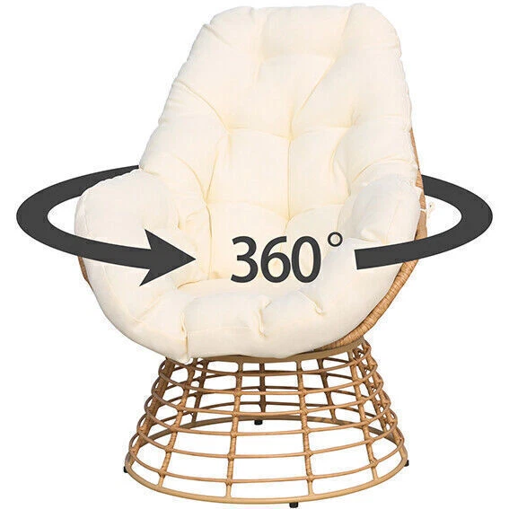 Juegos de 3 piezas de sillas giratorias de mimbre para muebles de patio de 360 grados silla de ratán Foto 3 de 4