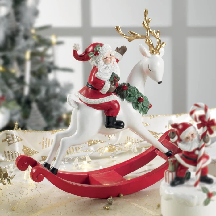 Babbo Natale su Renna a Dondolo Decorazione Natalizia Mascagni Santa Claus, fotografia 3 di 4