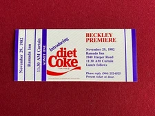 1982, Coca-Cola, "Diet Coke", "Un-Used" PREMIERE TICKET & Sample Cup (Vintage)