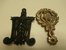 Vintage Cast Iron Small MINIATURE Trivets SET OF 5 BLACK/GOLD