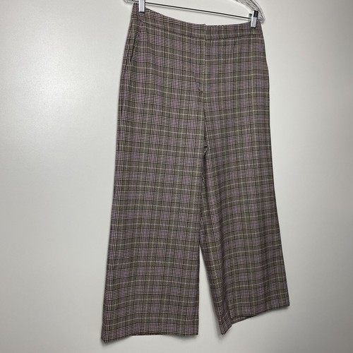 Halogen Plaid Light Dark Academia women’s wide leg cropped pants size 8 - Picture 3 of 11