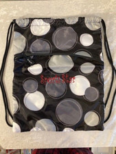 Thirty One Cinch Sac Backpack Black White Circles "Sports Star" in Red 14"x18.5"
