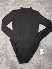 High Neck Bodysuit Fitted Long Sleeve Women's L Snap Mangopop NEW