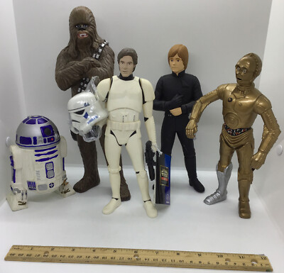 Star Wars Figures Hans Solo, Chewbacca, R2D2, C3PO, Jedi Luke - Lot of 5 Vinyl