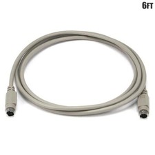 6FT PS/2 Mini DIN6 MDIN 6 MDIN6 Male to Male Mouse Keyboard Cable Cord Gray