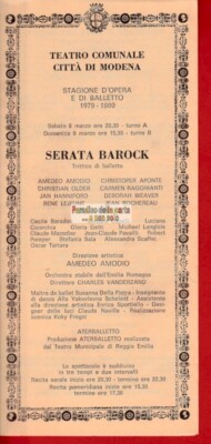 STADTTHEATER VON MODENA, OPERN- UND BALLETTSAISON 1979-1980, BAROCKABEND