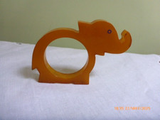 Lovely Vintage Amber Bakelite Elephant  Shaped Napkin Ring 3" x 2"