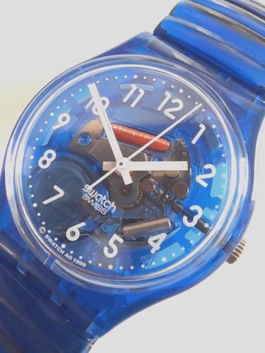 Swatch: Gent " Glorious Bleu " (GN182) Vue Ins Horlogerie Neuf / Rare / - Photo 2 sur 2