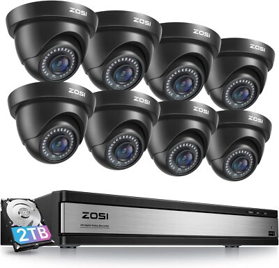 ZOSI 16CH H.265 DVR 2TB HDD 1080P Home Video Surveillance Security Camera System