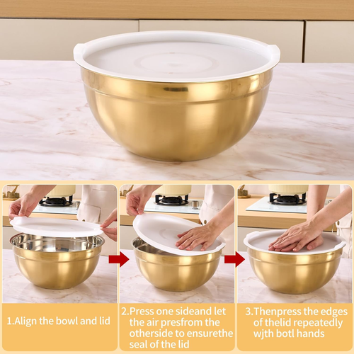 6-Piece Gold Stainless Steel Baking, Mixing, Dessert, Rice, Fruit, Dipping Bowl - Picture 3 of 6