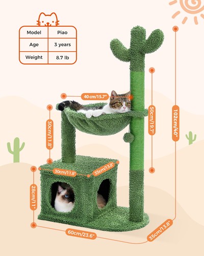 Cactus Cat Tree Tower Scratching Post Scratcher Kitten Condo House Play Bed Toys - Picture 46 of 96