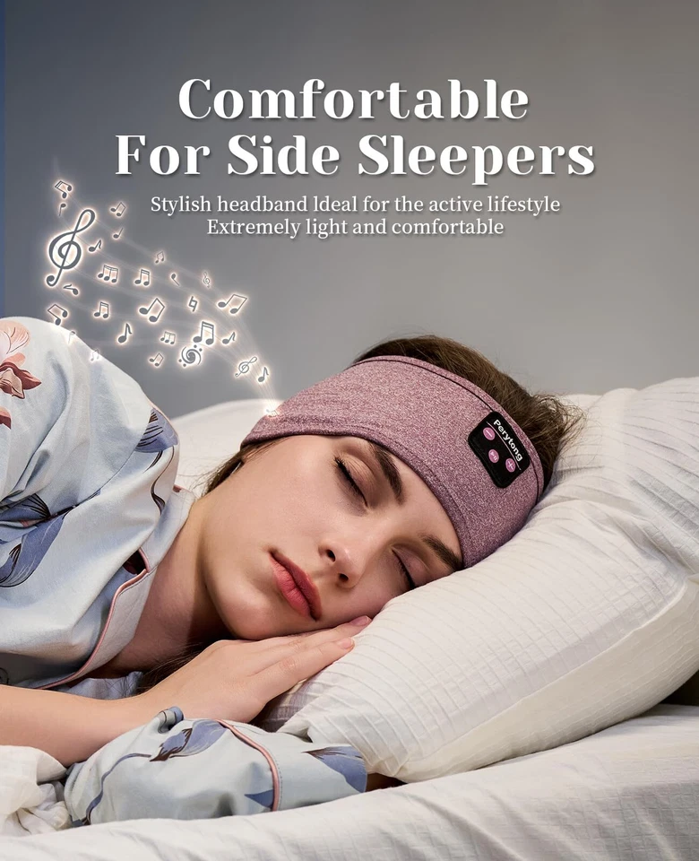 Auriculares Bluetooth para dormir con diadema púrpura 2 en 1 para deportes y música Foto 2 de 4