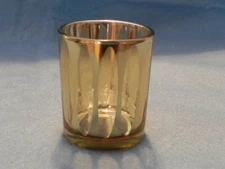 Votive Candle Holder, Gold Cathedral Glass, New Holds Tealight or Votive Candles
