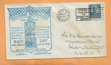 THEODORE ROOSEVELT NAVY DAY OCT 27,1933 MADISON SQ STA NY   NAVAL COVER
