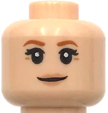 Lego New Minifigure, Head Dual Sided Female Dark Orange Eyebrows Peach Lips