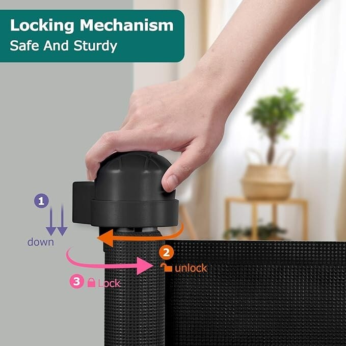 Retractable Mesh Baby Gate 33” x 55” Yoofor Pet Gate in Box Black eBay